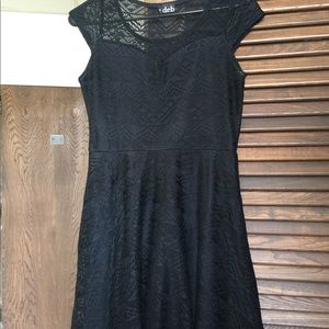 Deb black mini dress.